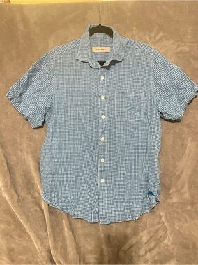 Tommy Bahama Blue Gingham Short-Sleeve Button-Down Shirt